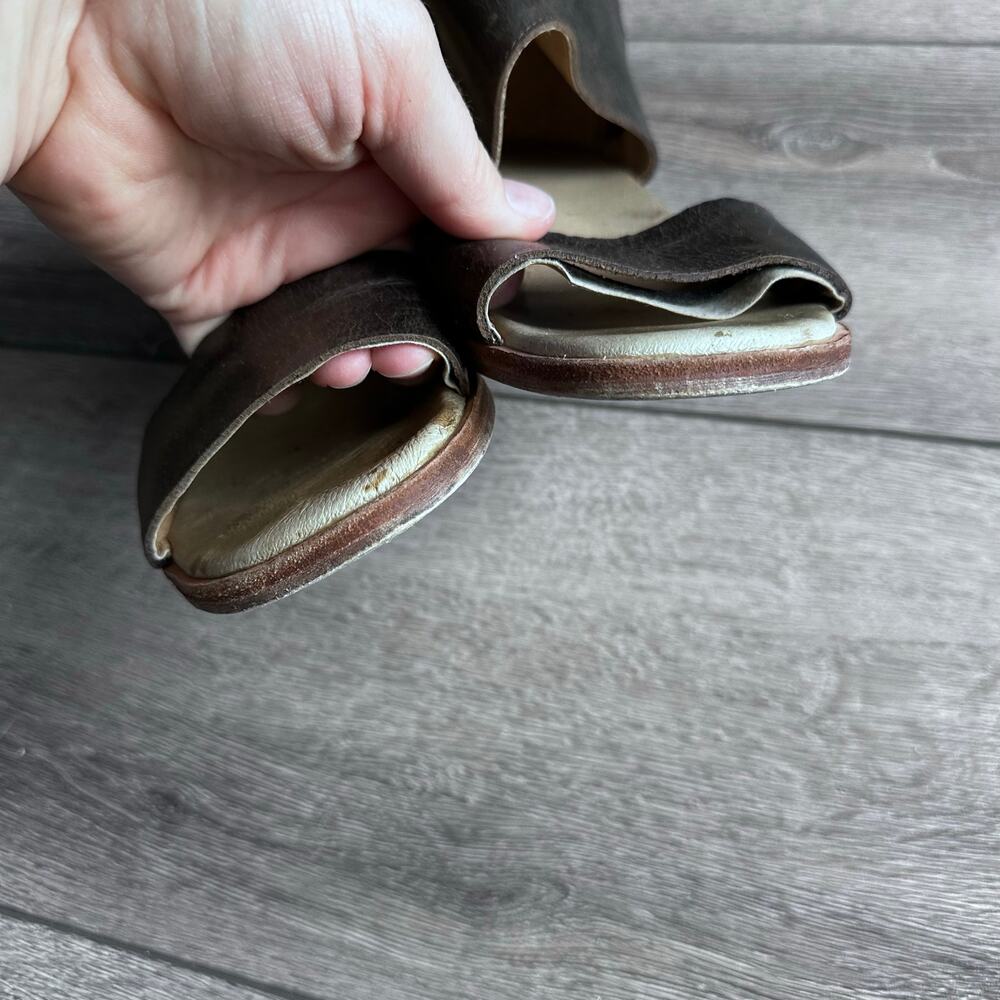 Anthropologie Gee’ WaWa Brown Leather Block Heel Sandals - Size 8 - Picture 8 of 11